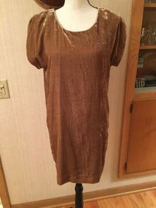 Selected Femme Yellow Gold Velvet Burna Dress  36